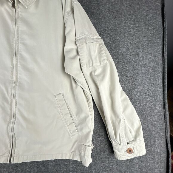Vintage Rainforest Harrington Jacket Men's Sz L Beige Khaki Twill Zip Up READ! - Picture 2 of 14